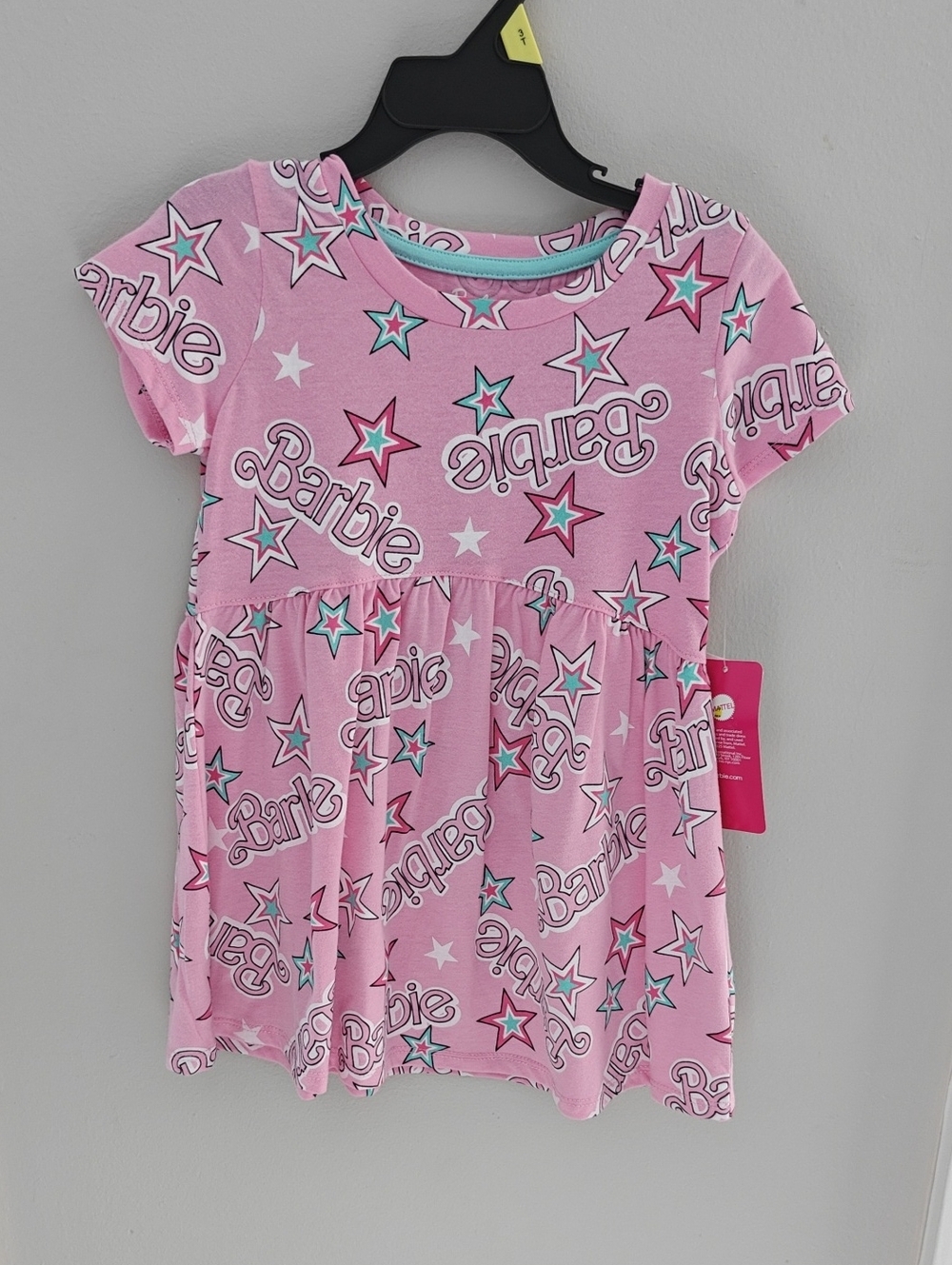 Barbie Pink Star Logo Short-Sleeve Dress Top